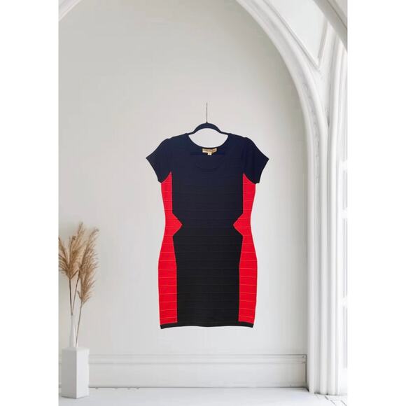 Pink Rose Black Red Knit Dress Size Large - Picture 1 of 6